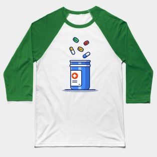 Medicine Jar, Tablets, And Pills Cartoon Baseball T-Shirt